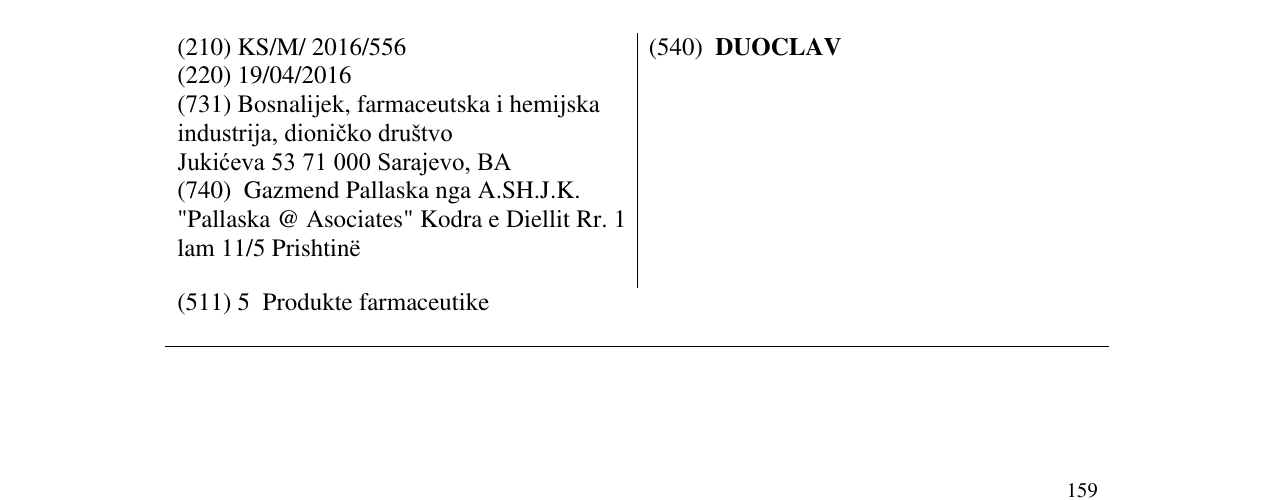 Zëri i markës DUOCLAV në buletin