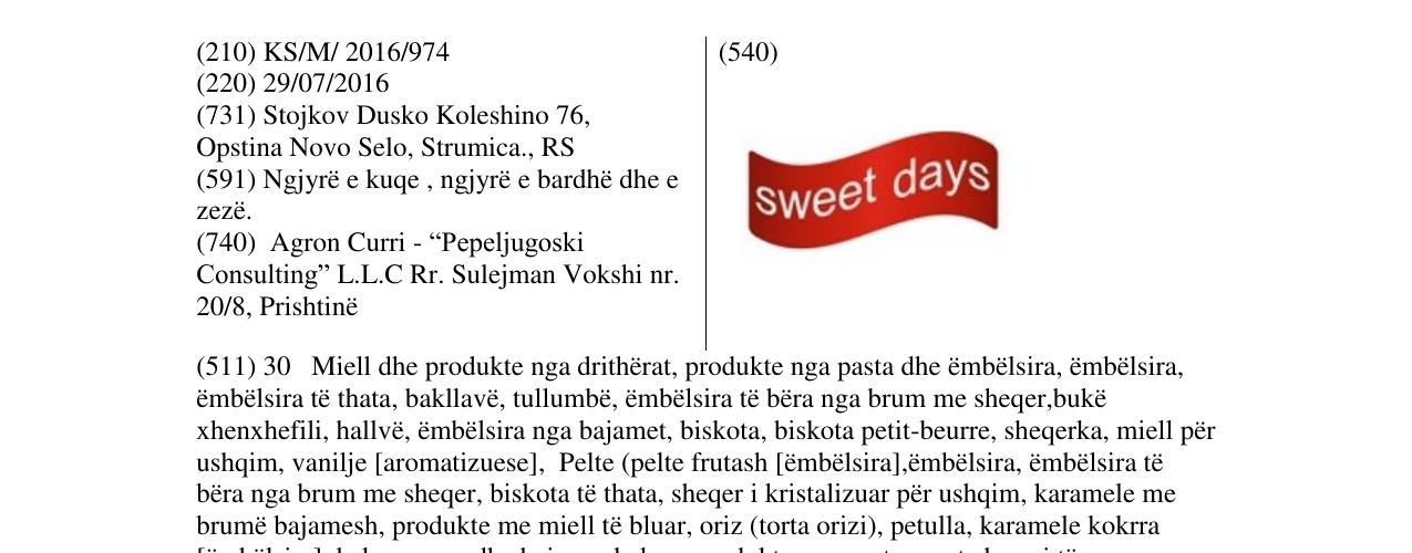 Zëri i markës sweet days në buletin