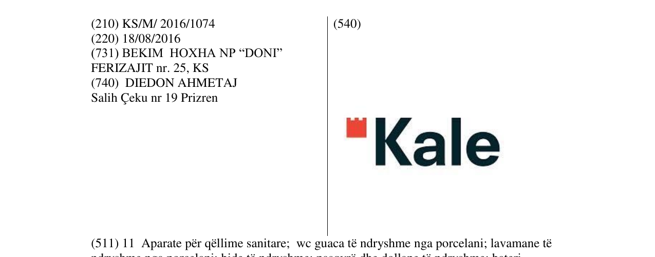Zëri i markës Kale në buletin