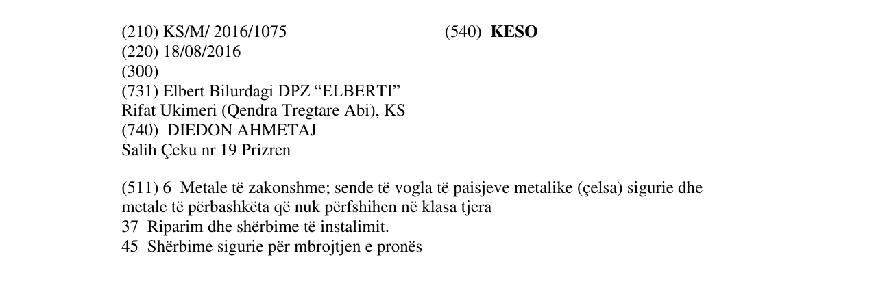 Zëri i markës KESO në buletin