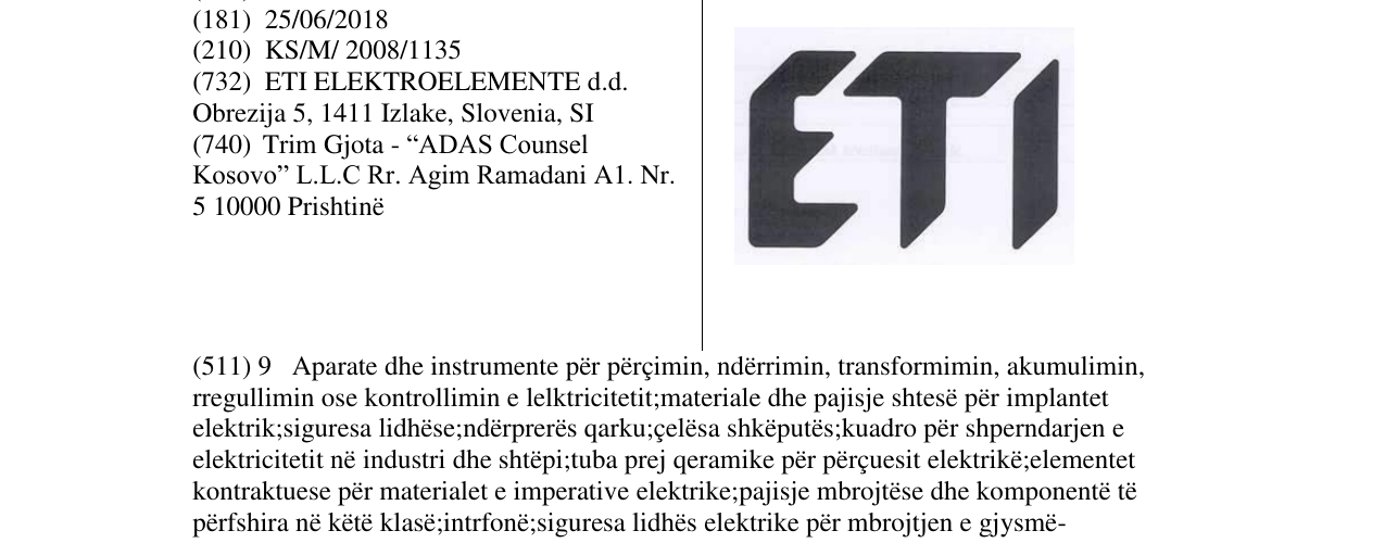 Zëri i markës ETI- fig. në buletin