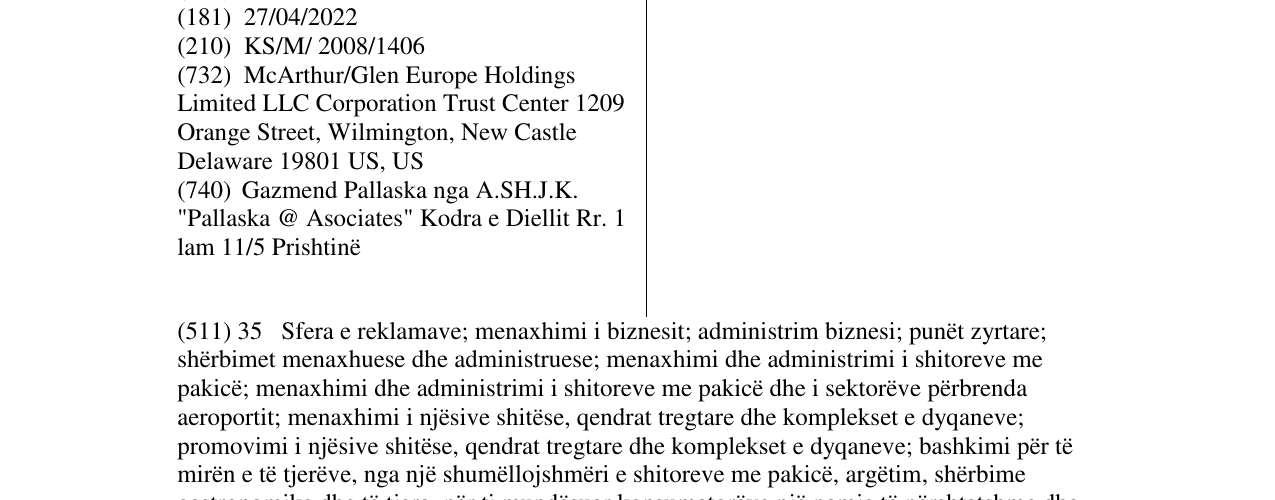 Zëri i markës McArthurGlen në buletin