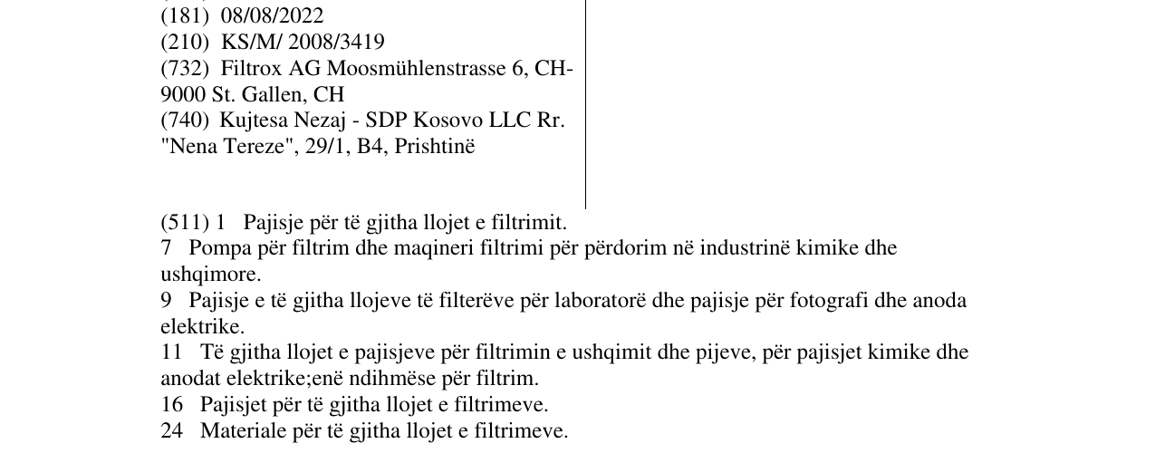 Zëri i markës FILTROX në buletin