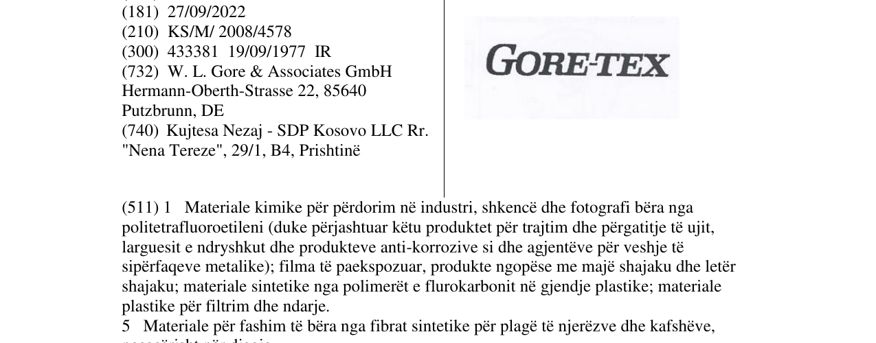 Zëri i markës GORE-TEX në buletin