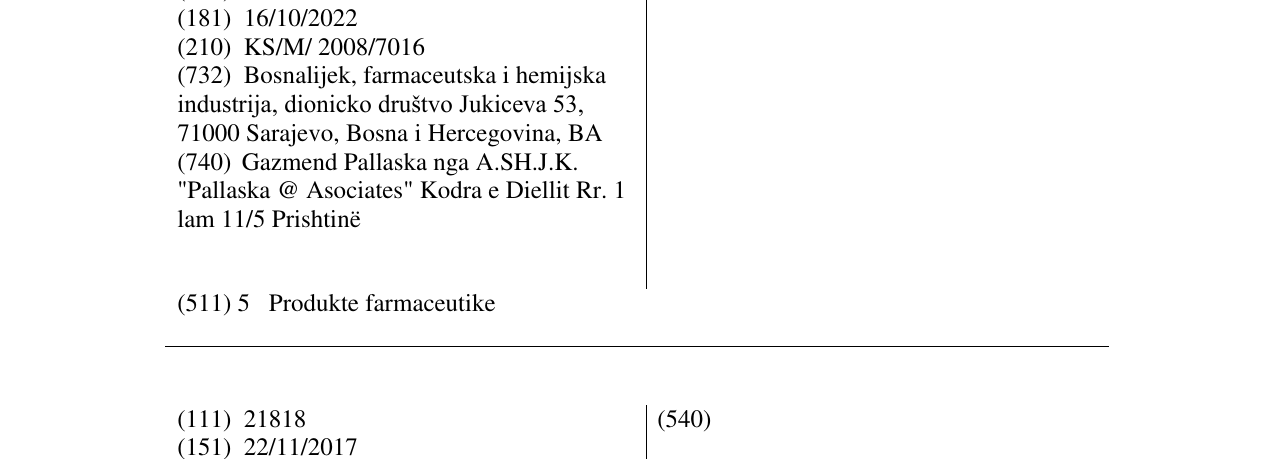 Zëri i markës BRONCHOBOS në buletin
