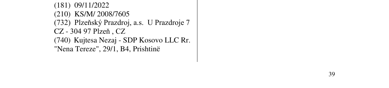 Zëri i markës PLISNER URQUELL në buletin