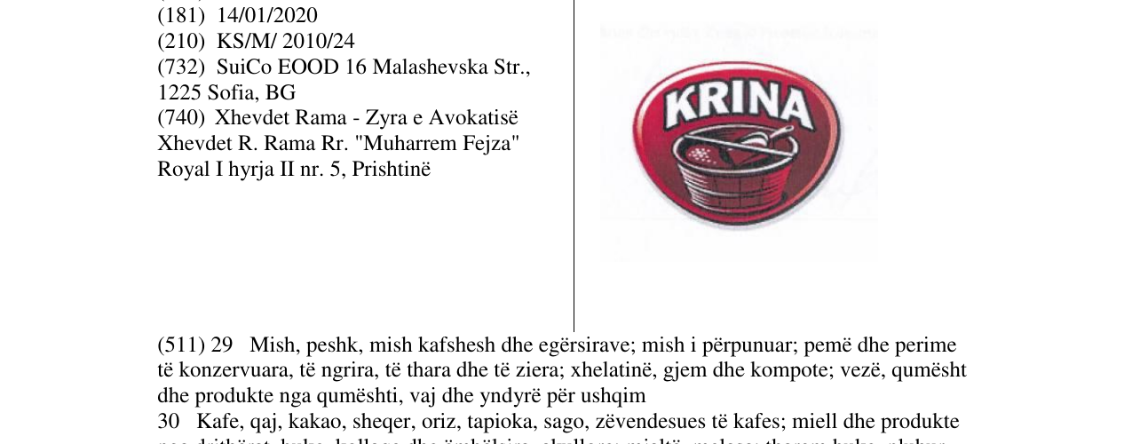 Zëri i markës KRINA në buletin