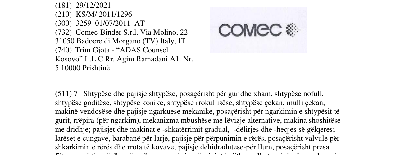 Zëri i markës COMEC në buletin