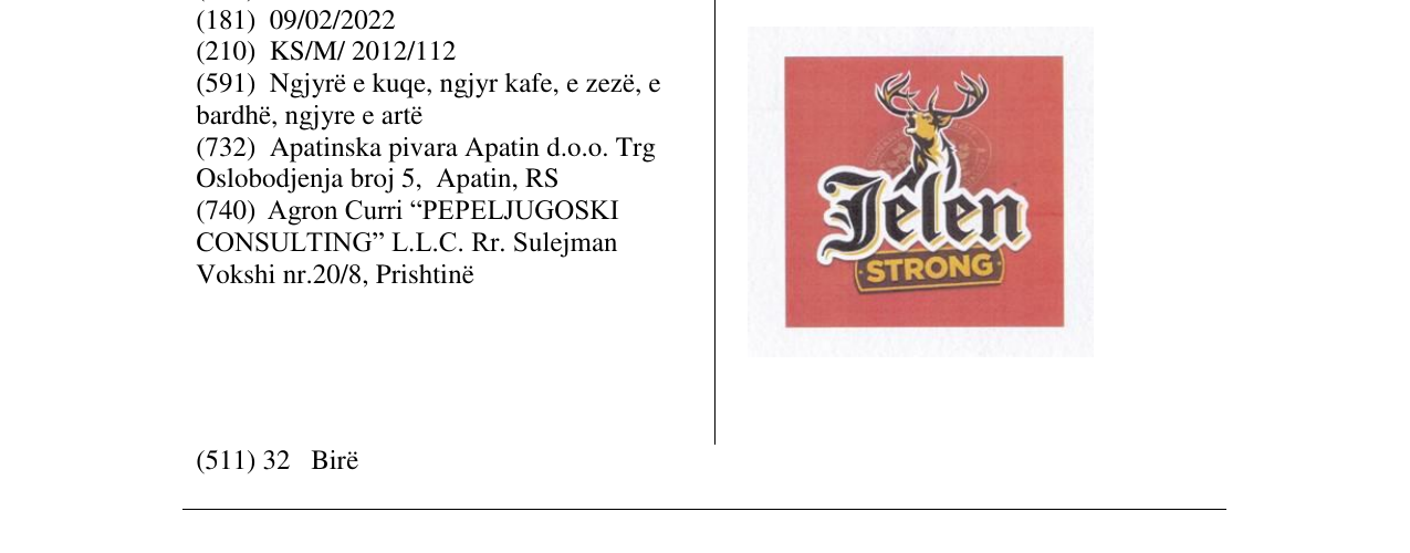 Zëri i markës Jelen STRONG në buletin