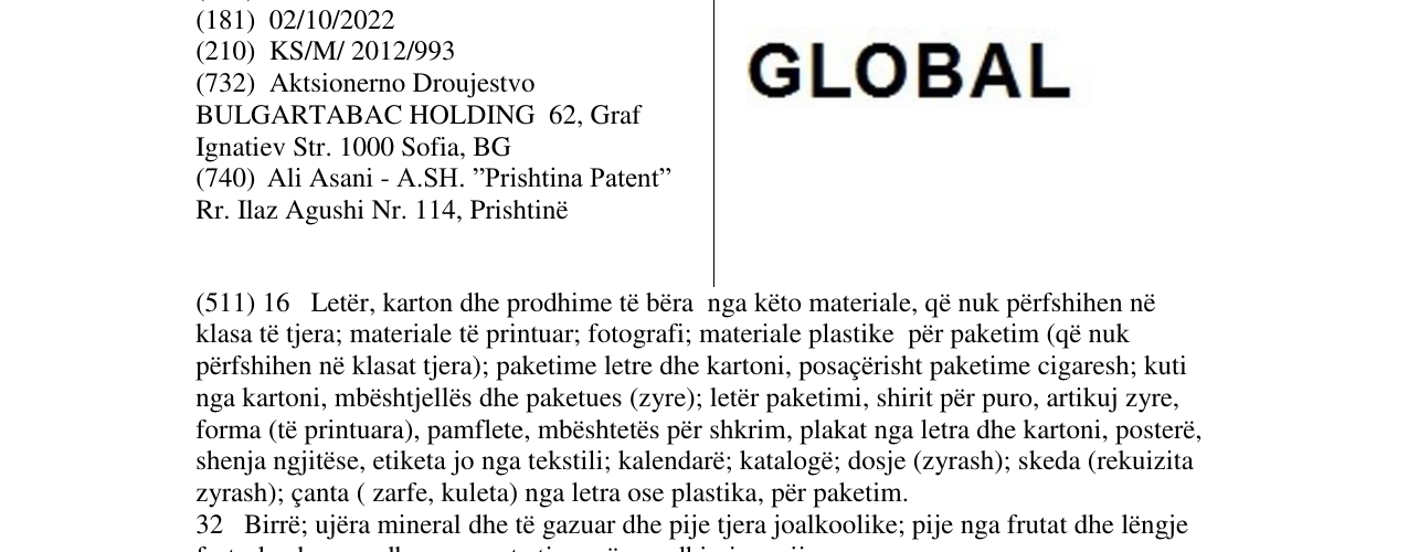 Zëri i markës GLOBAL në buletin