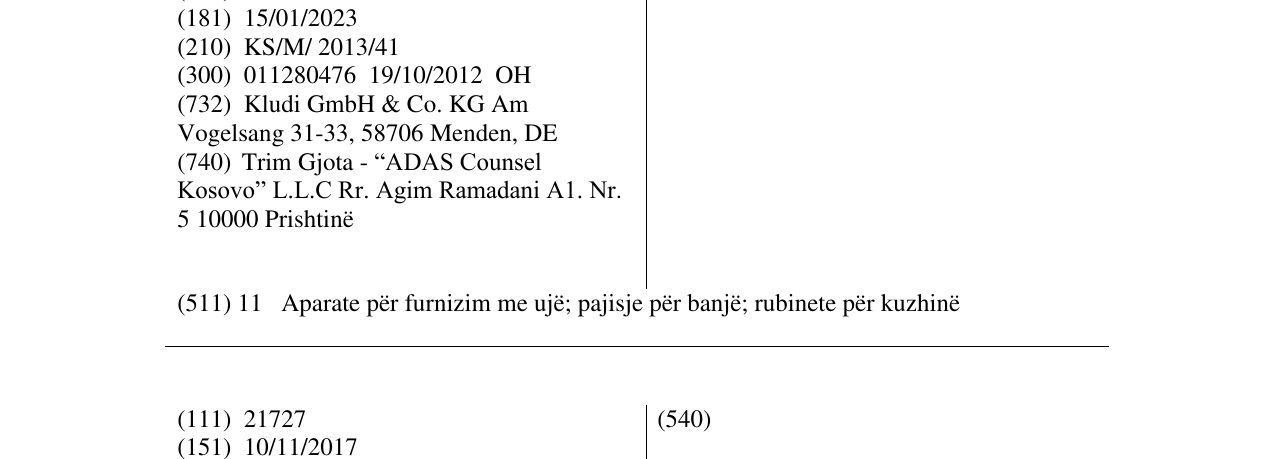Zëri i markës KLUDI AMBA në buletin