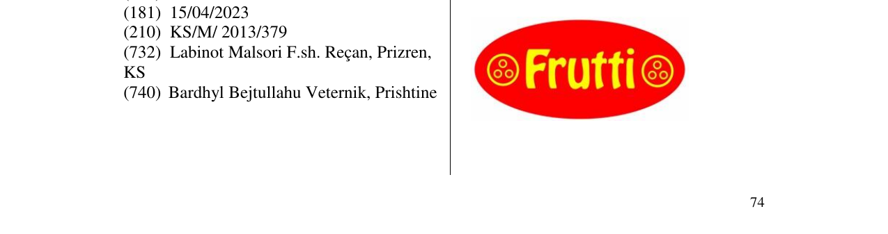 Zëri i markës Frutti në buletin
