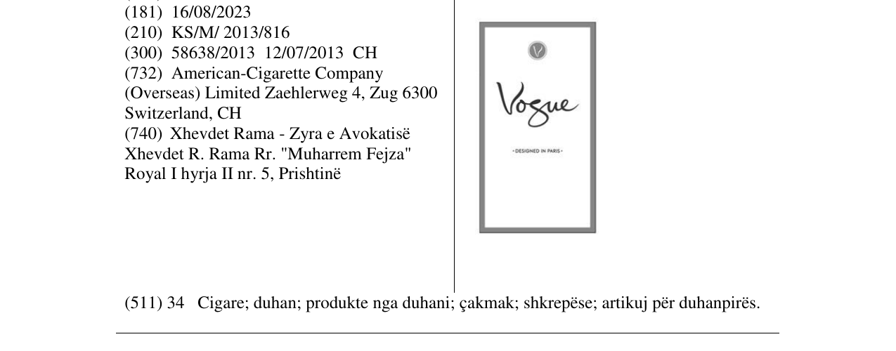 Zëri i markës VOGUE në buletin