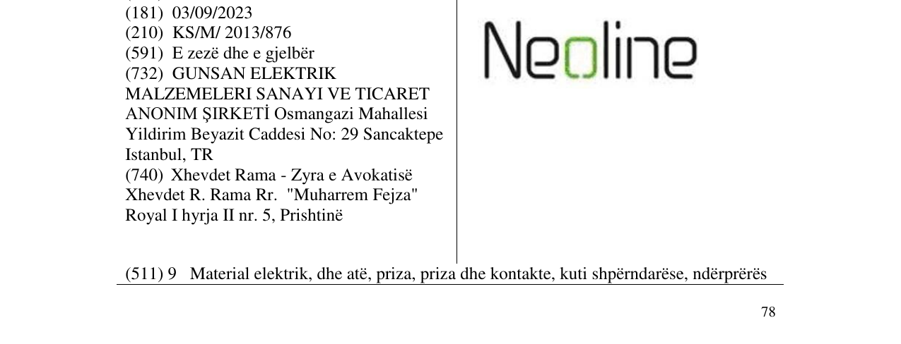 Zëri i markës Neoline në buletin