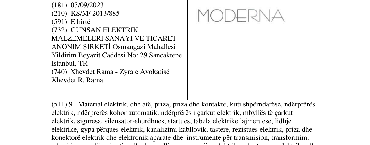 Zëri i markës MODERNA në buletin
