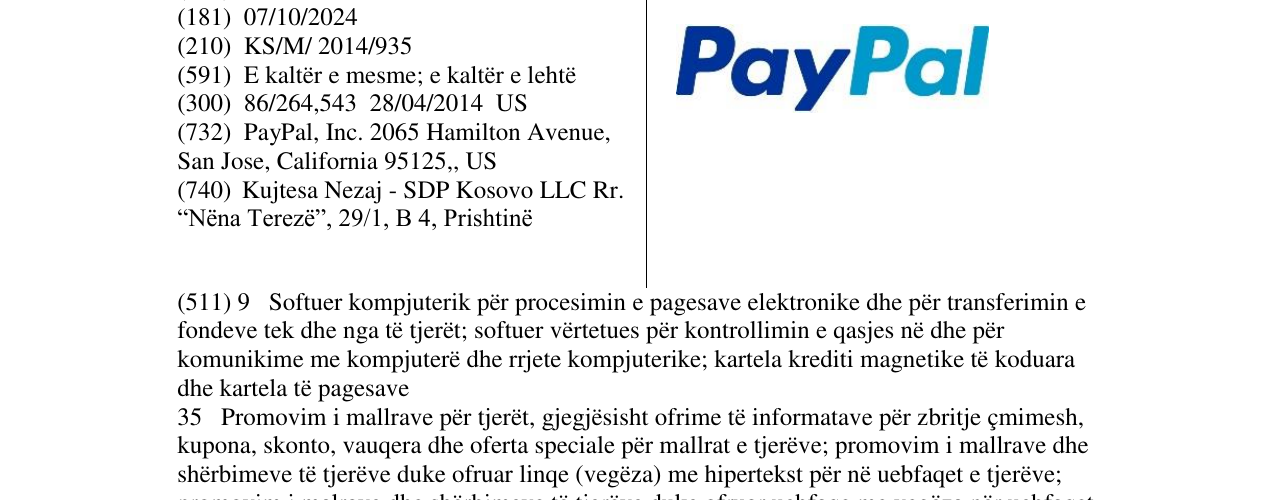 Zëri i markës PayPal në buletin
