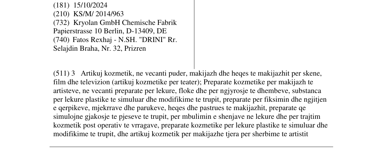 Zëri i markës DERMACOLOR në buletin
