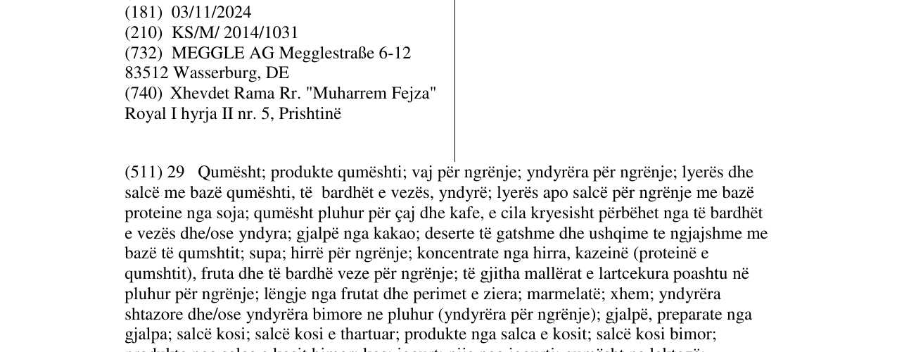Zëri i markës Creme Dual në buletin