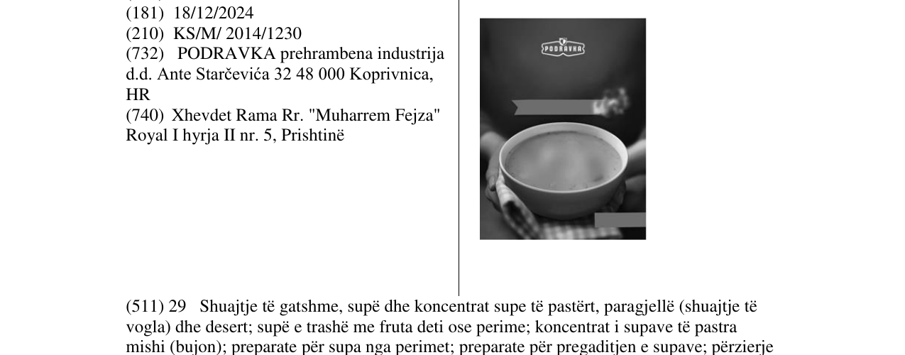 Zëri i markës PODRAVKA në buletin