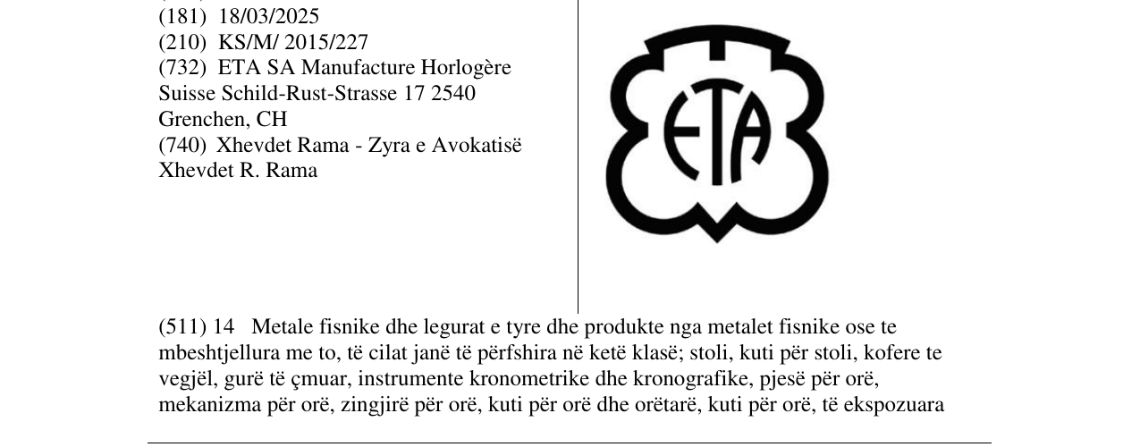 Zëri i markës ETA në buletin