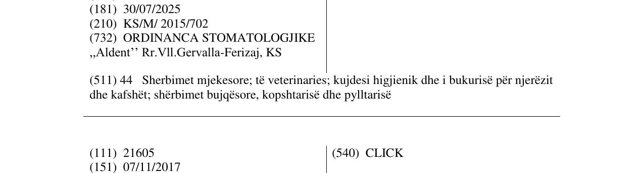 Zëri i markës Aldent në buletin