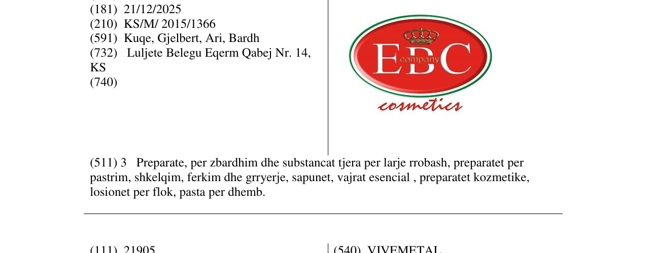 Zëri i markës EBC COMPANY në buletin