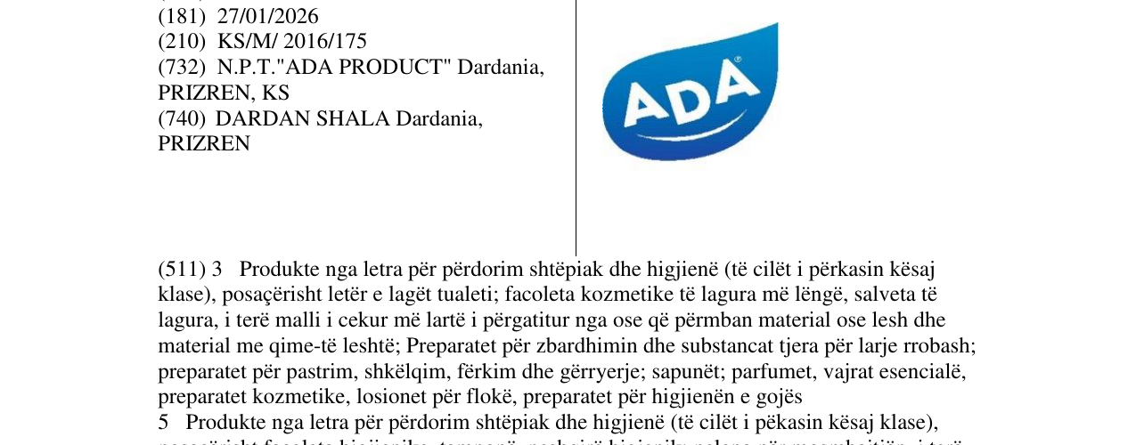Zëri i markës ADA në buletin