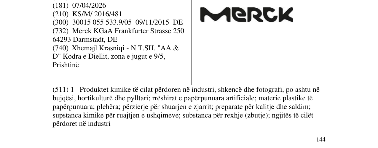 Zëri i markës MERCK në buletin