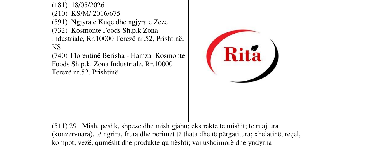 Zëri i markës Rita në buletin