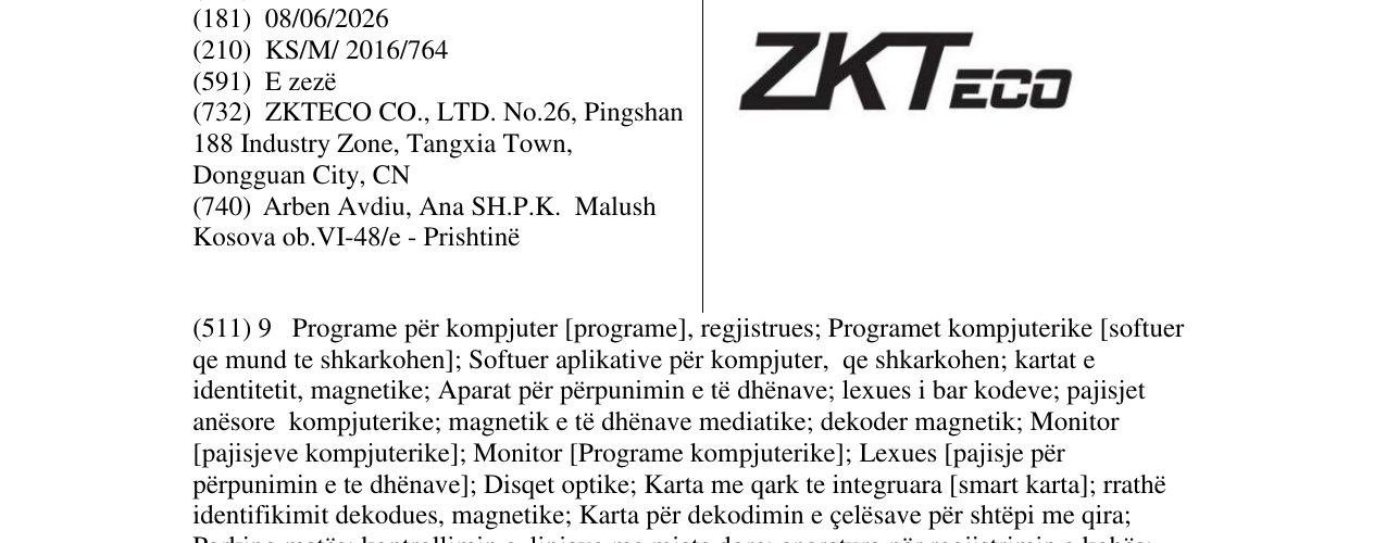 Zëri i markës ZKTeco në buletin