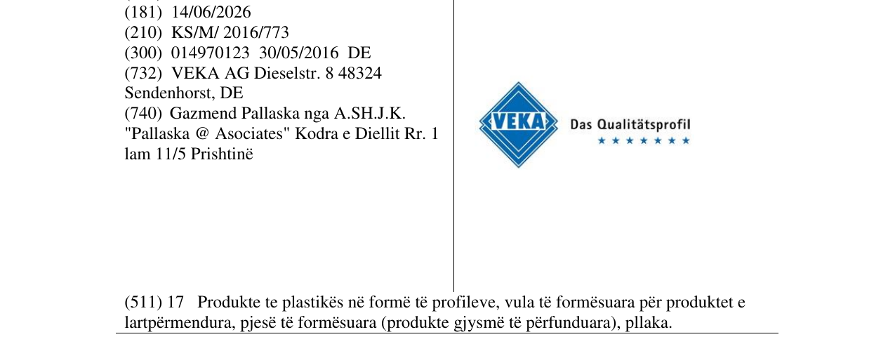 Zëri i markës VEKA Das Qualitatsprofile në buletin
