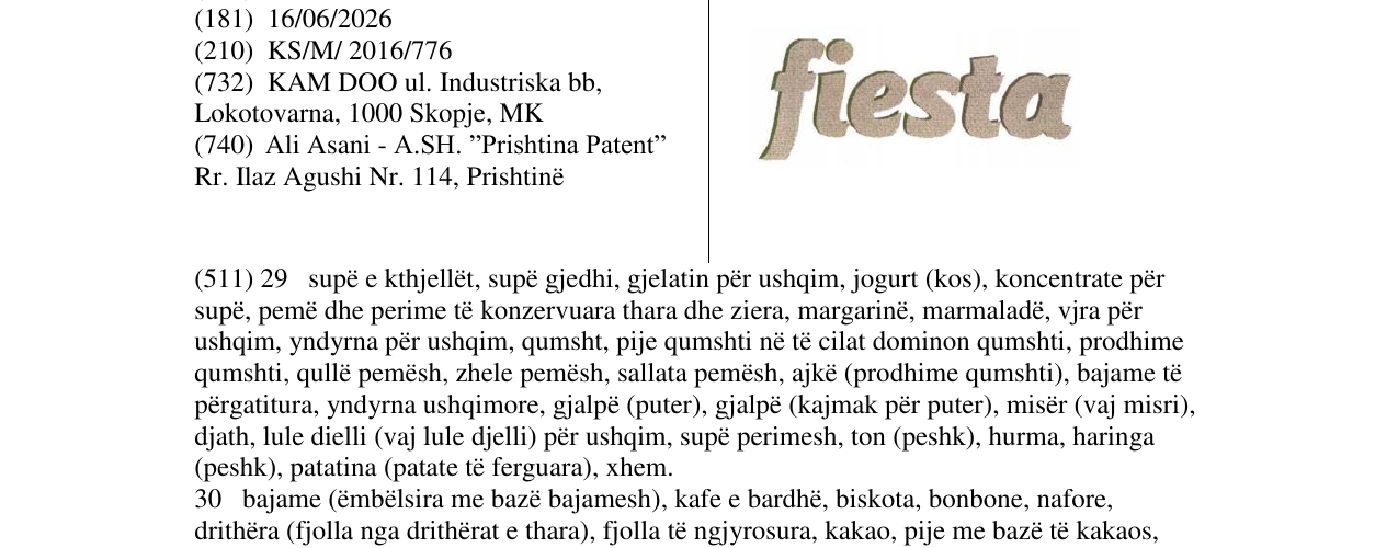Zëri i markës fiesta në buletin