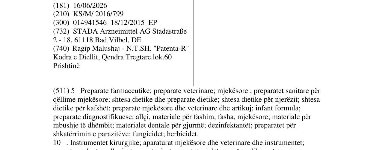 Zëri i markës LONRELA në buletin