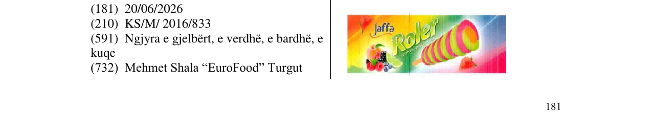 Zëri i markës Jaffa Roler në buletin