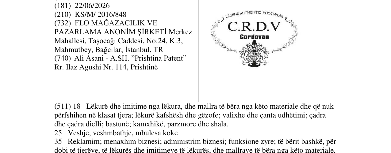 Zëri i markës C.R.D.V në buletin