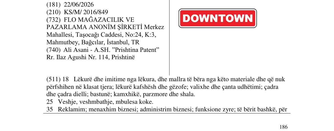 Zëri i markës DOWNTOWN në buletin