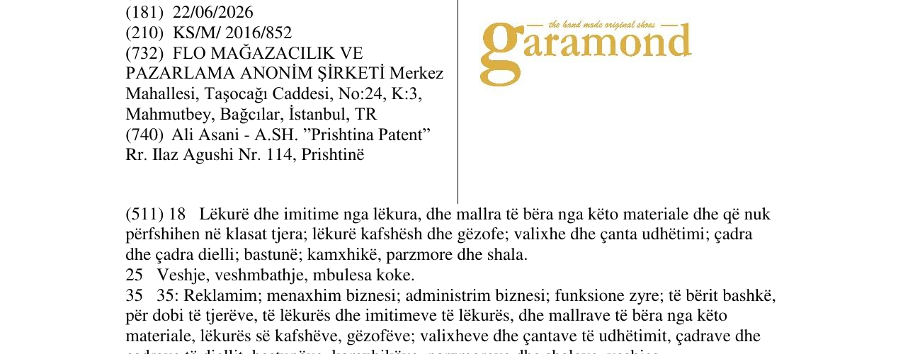 Zëri i markës garamond në buletin