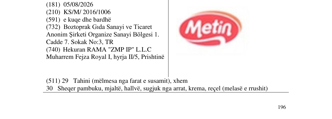 Zëri i markës Metin në buletin