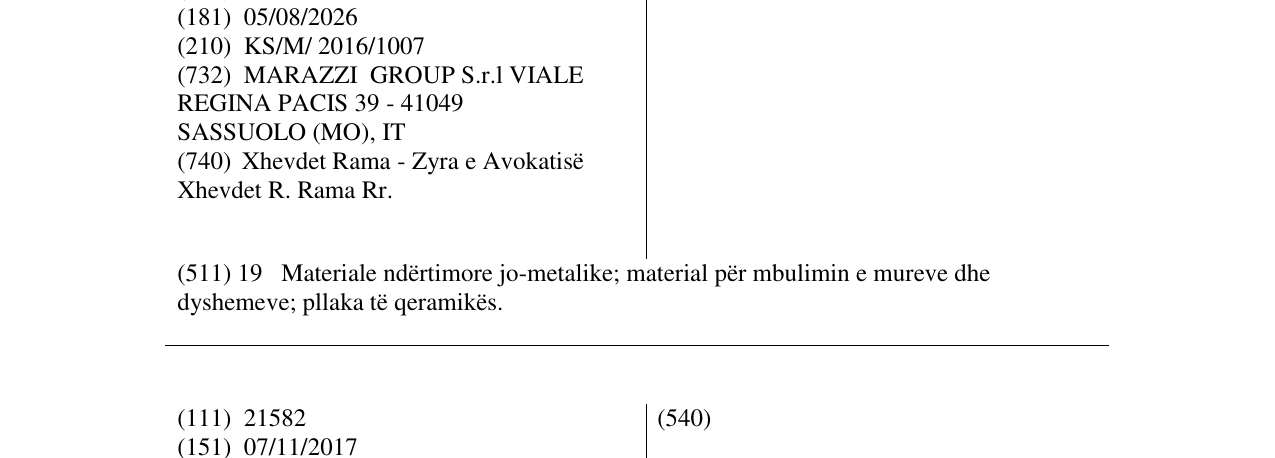 Zëri i markës TREVERK në buletin