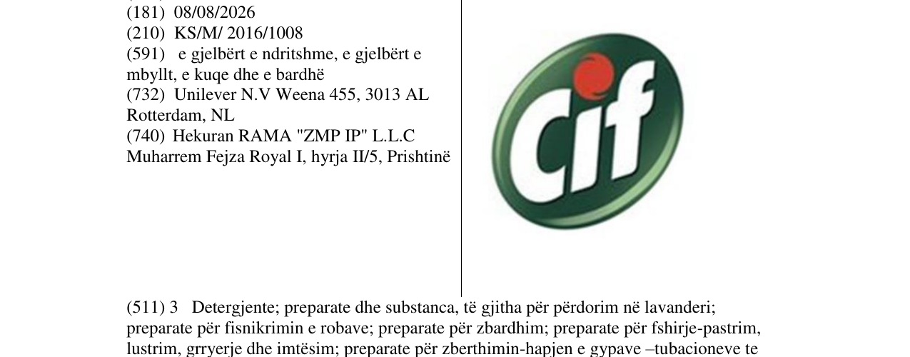 Zëri i markës Cif në buletin