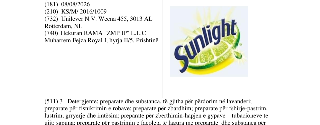 Zëri i markës Sunlight në buletin