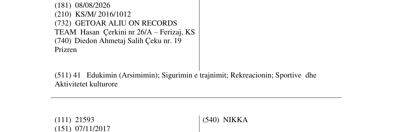 Zëri i markës GETINJO në buletin