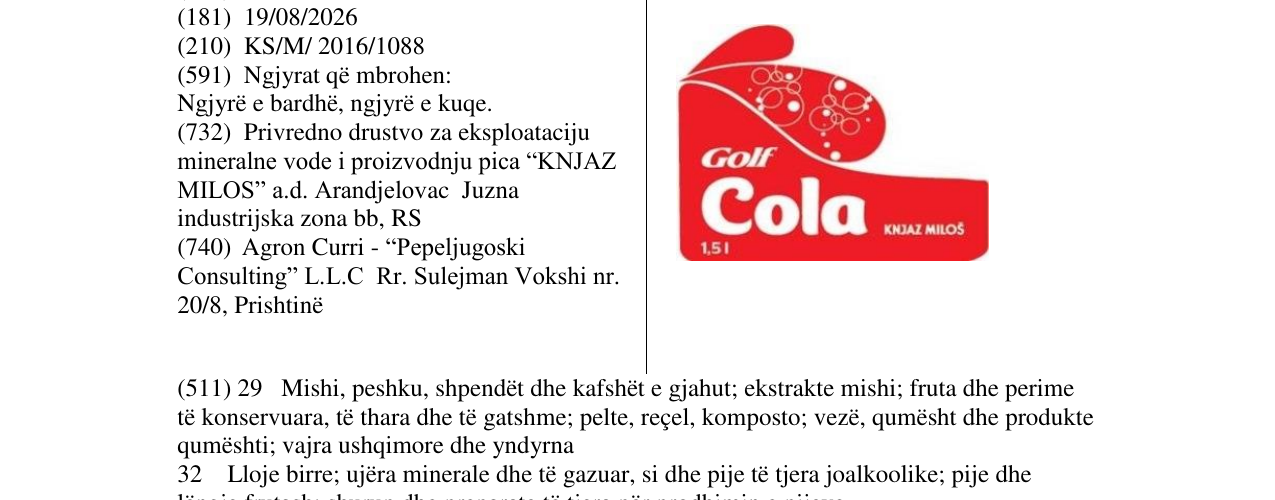 Zëri i markës Golf Orange në buletin