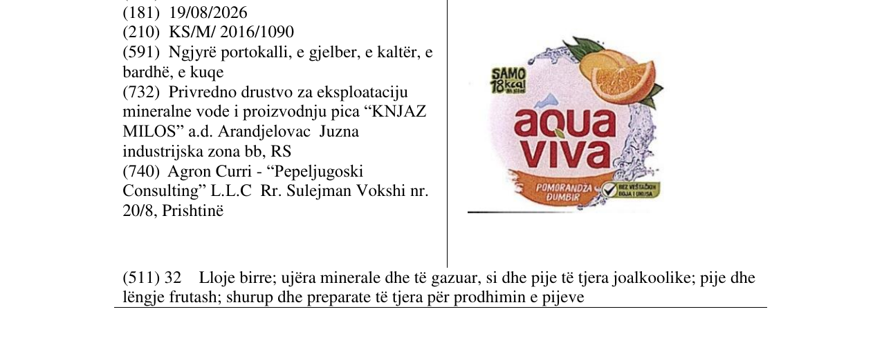 Zëri i markës aqua viva në buletin