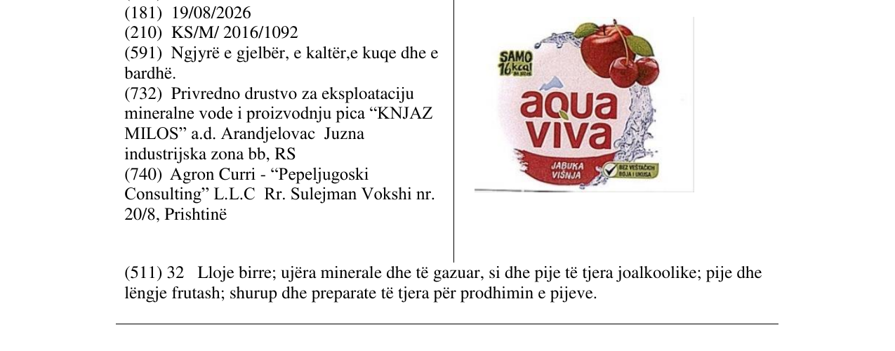 Zëri i markës aqua viva në buletin