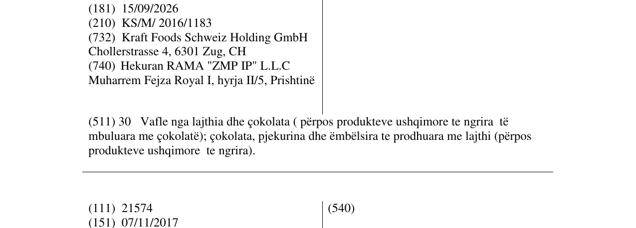 Zëri i markës NUSSINI në buletin