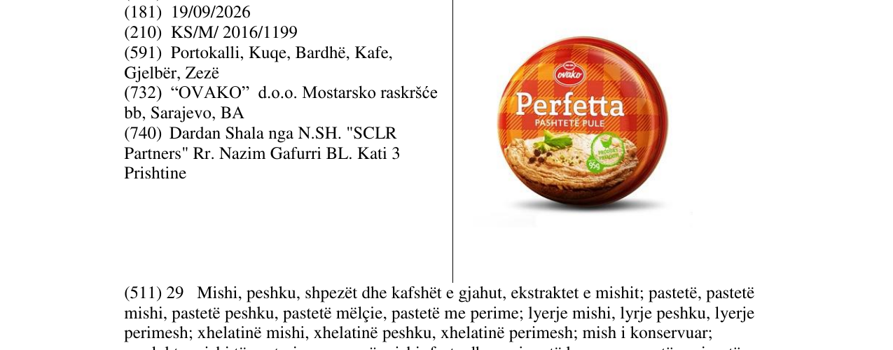 Zëri i markës Perfetta në buletin