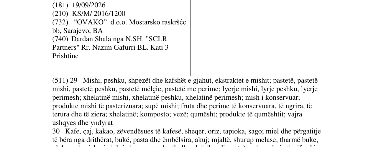 Zëri i markës Perfetta në buletin