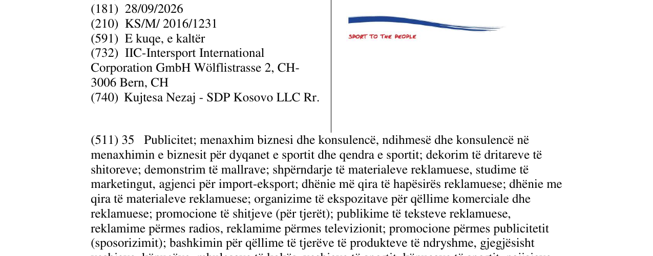 Zëri i markës SPORT TO THE PEOPLE në buletin