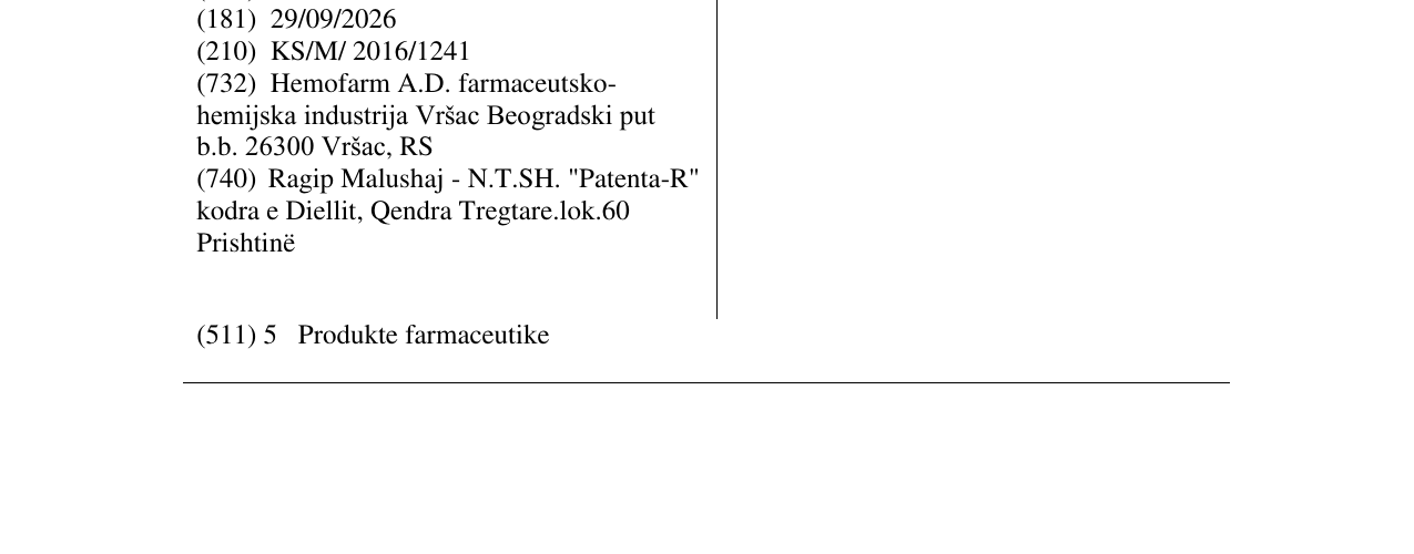Zëri i markës LACTOSOLV në buletin